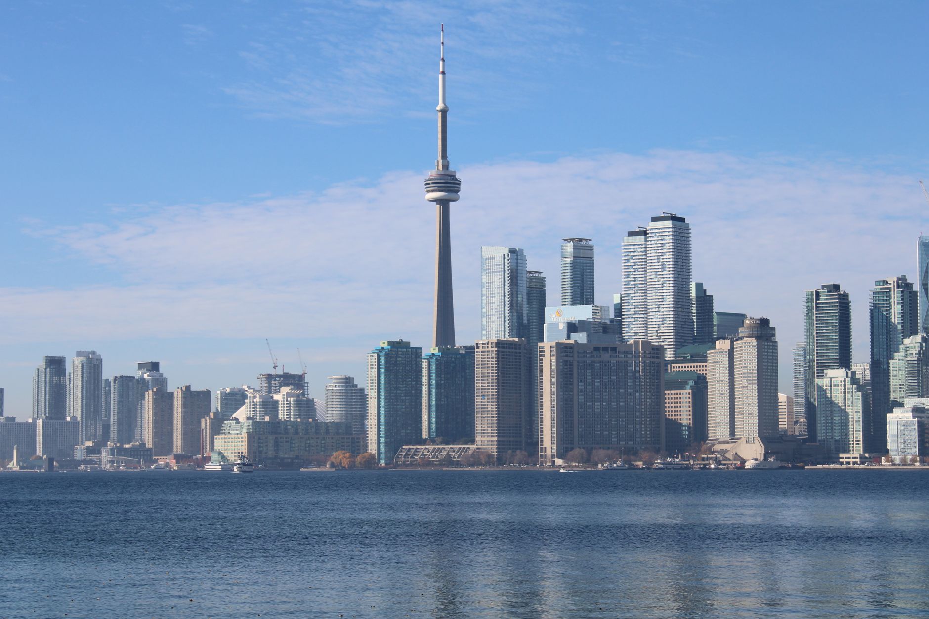 The Toronto skyline and waterfront on a clear day